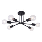 Plafonnier semi-encastré moderne industriel linéaire à 6 lumières de style branche Spoutnik