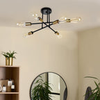 Plafonnier semi-encastré moderne industriel linéaire à 6 lumières de style branche Spoutnik