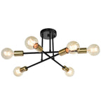 Plafonnier semi-encastré moderne industriel linéaire à 6 lumières de style branche Spoutnik