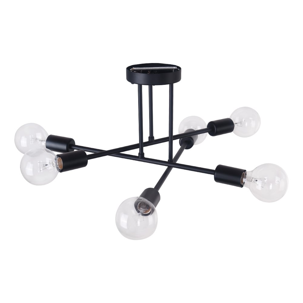 Plafonnier semi-encastré moderne industriel linéaire à 6 lumières de style branche Spoutnik