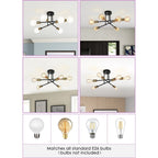 Plafonnier semi-encastré moderne industriel linéaire à 6 lumières de style branche Spoutnik