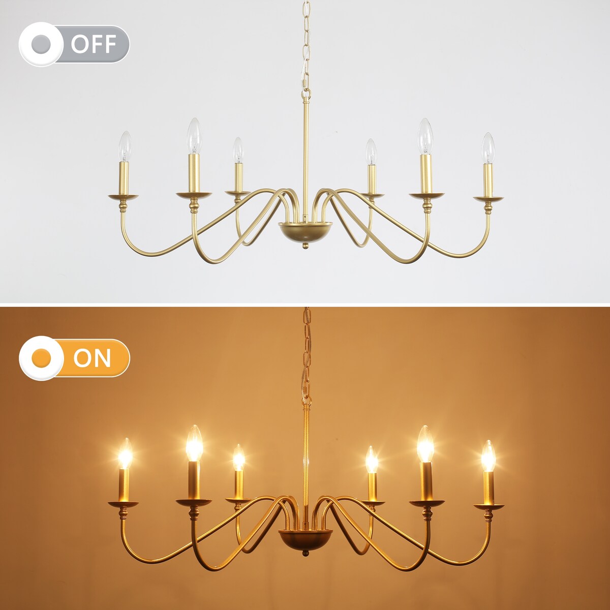 Lustre rustique à 6 lumières, lustre traditionnel, plafonnier en métal pour salle à manger, salon, chambre à coucher, cuisine