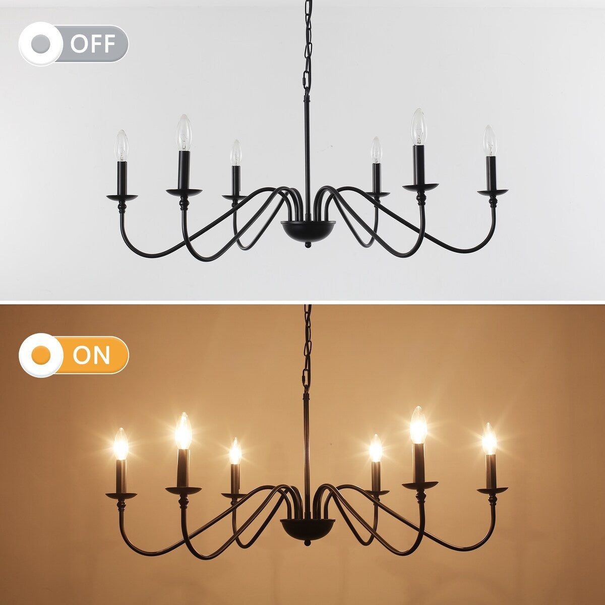 Lustre rustique à 6 lumières, lustre traditionnel, plafonnier en métal pour salle à manger, salon, chambre à coucher, cuisine