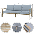 Ensemble de salon de jardin en aluminium pour 6 personnes avec 2 chaises pivotantes, un canapé d'extérieur 3 places et une table basse