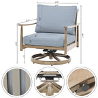 Ensemble de salon de jardin en aluminium pour 6 personnes avec 2 chaises pivotantes, un canapé d'extérieur 3 places et une table basse