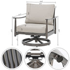Ensemble de salon de jardin en aluminium pour 6 personnes avec 2 chaises pivotantes, un canapé d'extérieur 3 places et une table basse