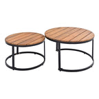 Ensemble de canapés d'extérieur 6 pièces avec tables basses rondes gigognes et canapé d'assise avec coussins
