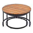 Ensemble de canapés d'extérieur 6 pièces avec tables basses rondes gigognes et canapé d'assise avec coussins