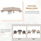 Ensemble de canapés d'extérieur 6 pièces avec tables basses rondes gigognes et canapé d'assise avec coussins