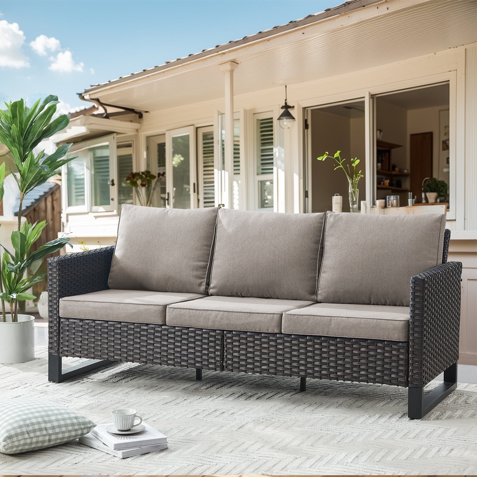 Ensemble de 6 canapés d'extérieur avec chaise et pouf