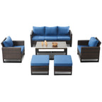 Ensemble de 6 canapés d'extérieur avec chaise et pouf