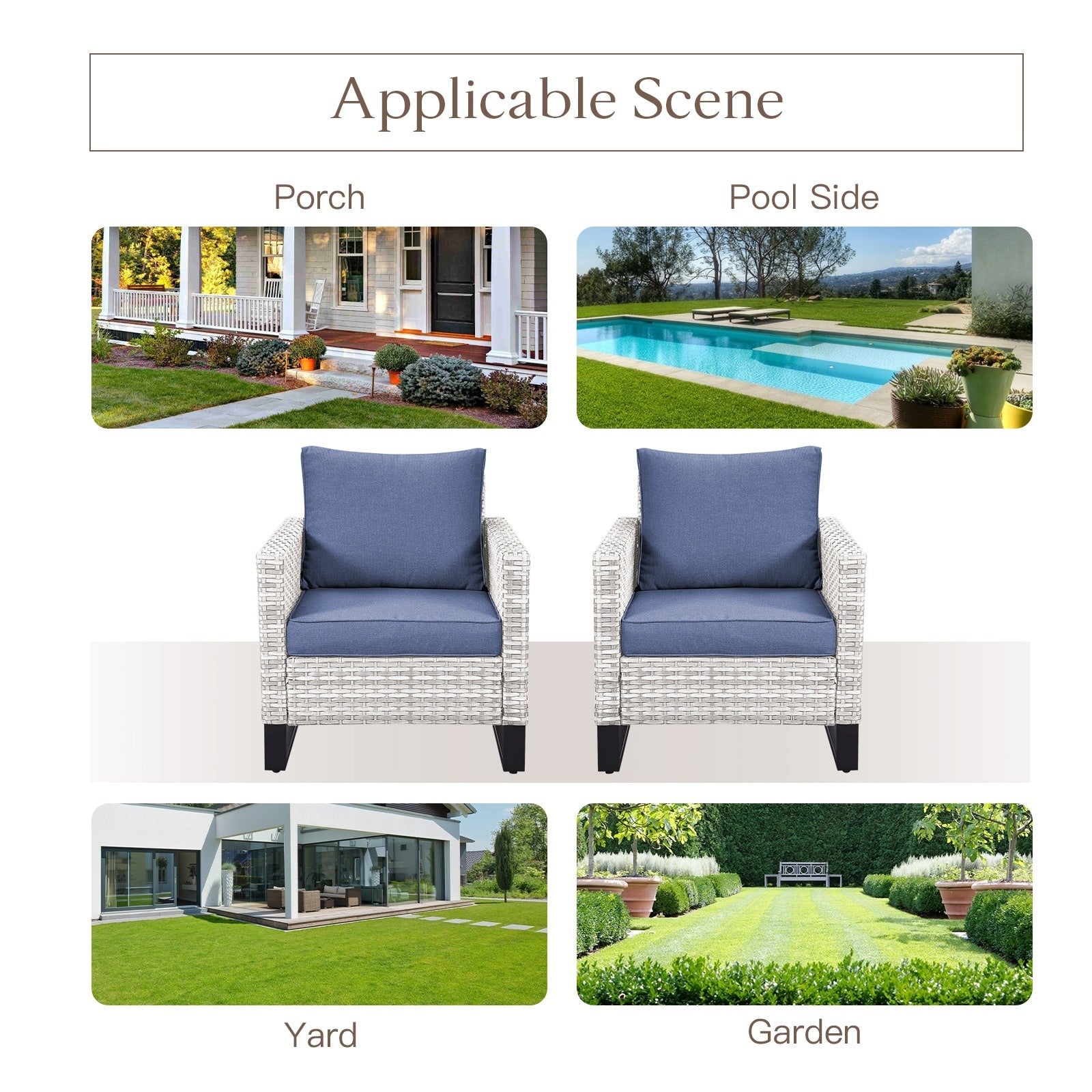 Ensemble de 6 canapés d'extérieur avec chaise et pouf
