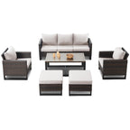 Ensemble de 6 canapés d'extérieur avec chaise et pouf