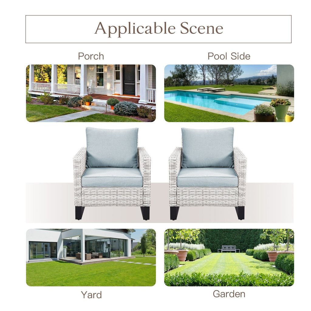 Ensemble de 6 canapés d'extérieur avec chaise et pouf