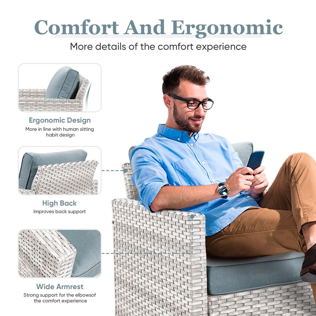 Ensemble de 6 canapés d'extérieur avec chaise et pouf