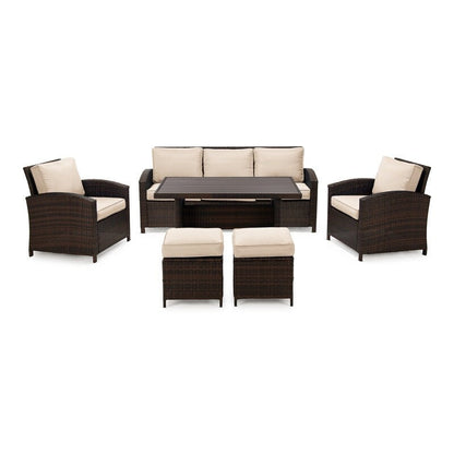 Ensemble de conversation extérieur en osier de 6 pièces pour patio