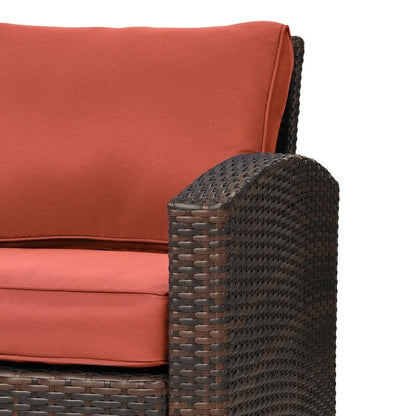 Ensemble de conversation extérieur en osier de 6 pièces pour patio