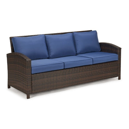 Ensemble de conversation extérieur en osier de 6 pièces pour patio