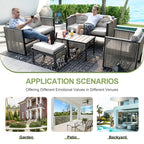 Ensemble de 6 canapés sectionnels de conversation d'extérieur modernes pour meubles de patio FINCATI