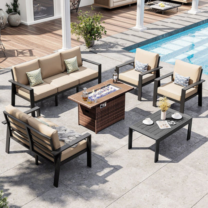 Ensemble de meubles de jardin 6 pièces en aluminium avec housse imperméable