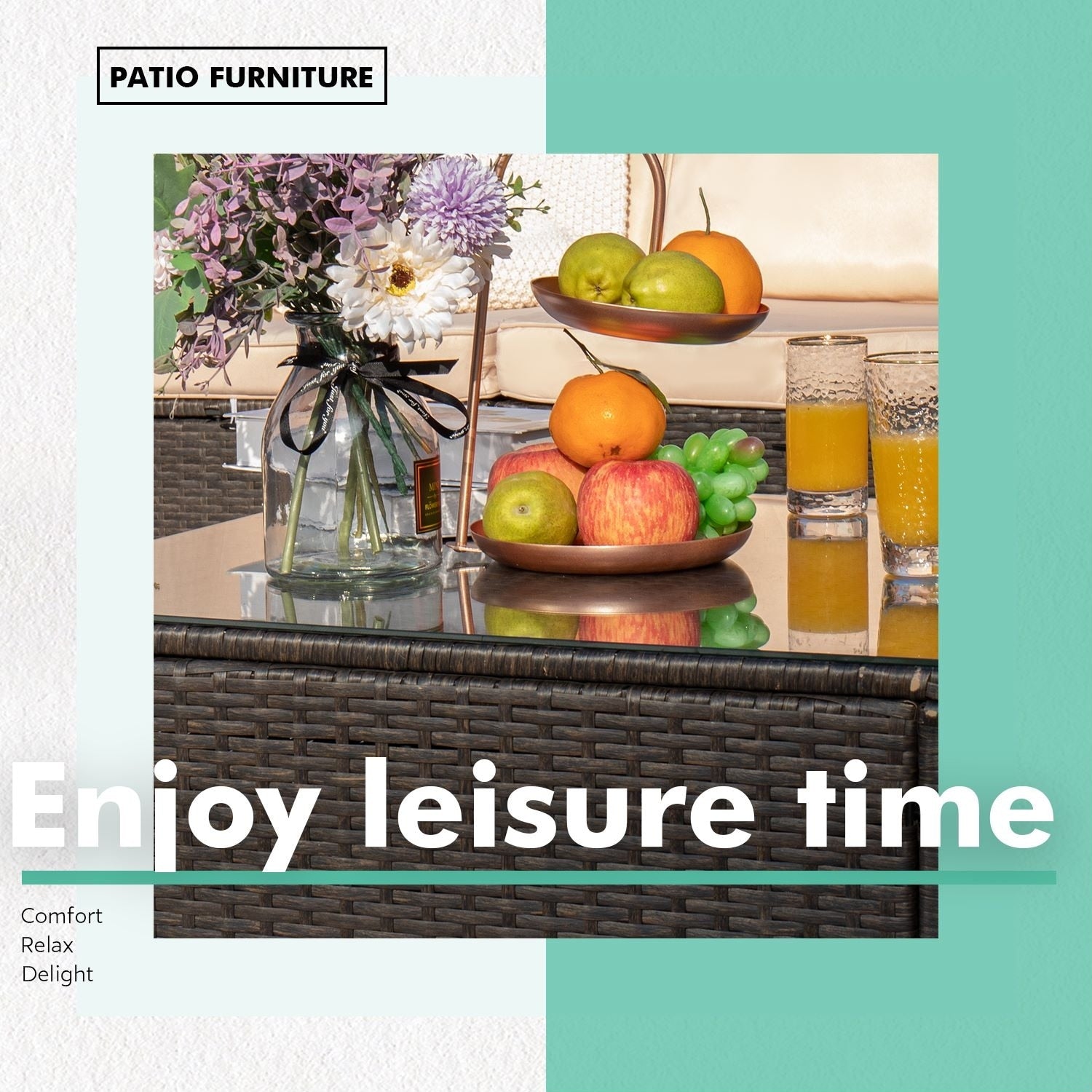 Ensemble de meubles de jardin Homall 6 pièces avec canapé sectionnel d'extérieur rembourré en rotin PE