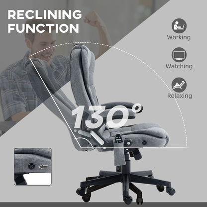 Fauteuil de bureau inclinable à 6 points de massage, fauteuil de direction ergonomique à dossier haut avec chauffage lombaire