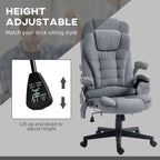 Fauteuil de bureau inclinable à 6 points de massage, fauteuil de direction ergonomique à dossier haut avec chauffage lombaire