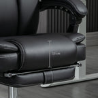 Fauteuil de bureau inclinable avec massage par vibrations à 6 points, revêtement en cuir PU, avec chauffage lombaire et repose-pieds