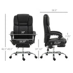 Fauteuil de bureau inclinable avec massage par vibrations à 6 points, revêtement en cuir PU, avec chauffage lombaire et repose-pieds
