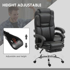 Fauteuil de bureau inclinable avec massage par vibrations à 6 points, revêtement en cuir PU, avec chauffage lombaire et repose-pieds