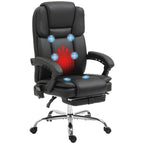 Fauteuil de bureau inclinable avec massage par vibrations à 6 points, revêtement en cuir PU, avec chauffage lombaire et repose-pieds