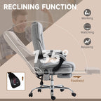 Fauteuil de bureau inclinable et ergonomique avec massage par vibrations à 6 points, pivotant et chauffant pour les lombaires, avec repose-pieds et hauteur réglable