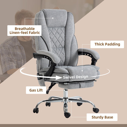 Fauteuil de bureau inclinable et ergonomique avec massage par vibrations à 6 points, pivotant et chauffant pour les lombaires, avec repose-pieds et hauteur réglable