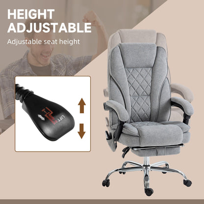 Fauteuil de bureau inclinable et ergonomique avec massage par vibrations à 6 points, pivotant et chauffant pour les lombaires, avec repose-pieds et hauteur réglable