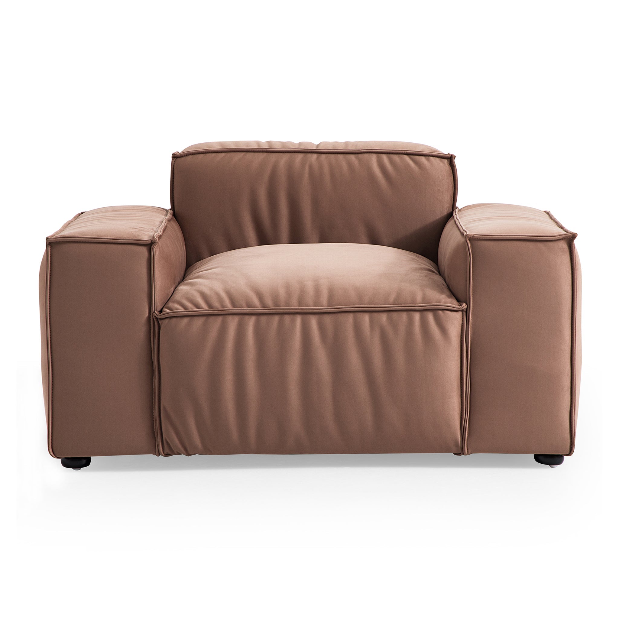 Fauteuil de luxe minimaliste en tissu marron