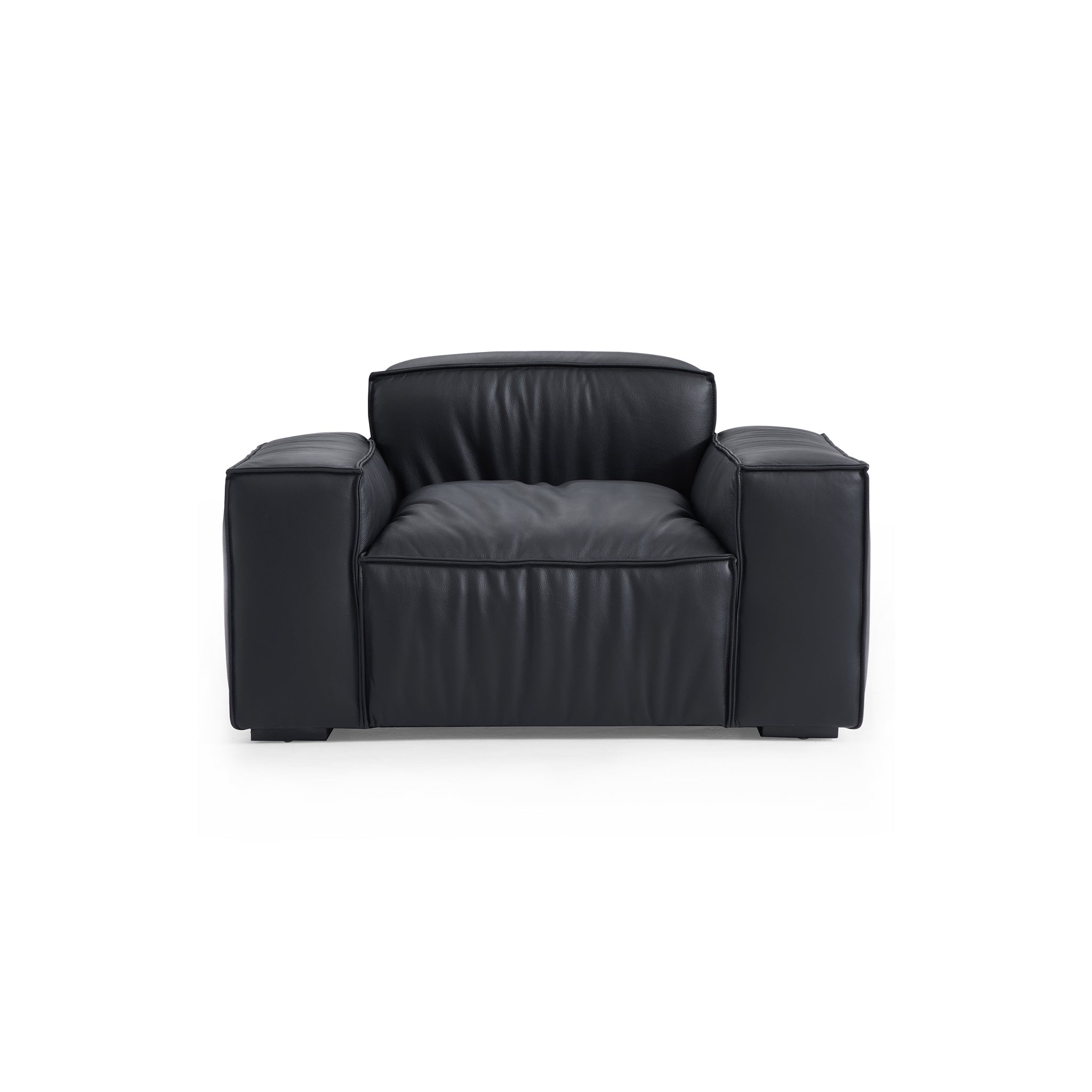 Fauteuil de luxe minimaliste en cuir marron foncé