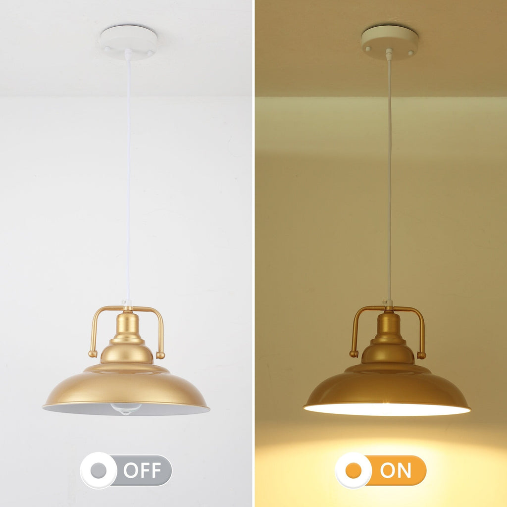 Suspension 60 W à 1 ampoule avec abat-jour en forme de dôme pour îlot de cuisine, lustre semi-encastré classique pour salle à manger