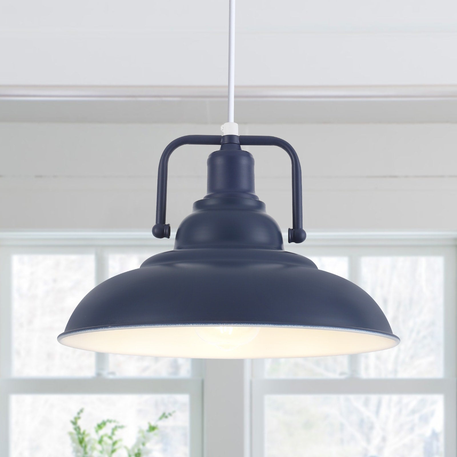 Suspension 60 W à 1 ampoule avec abat-jour en forme de dôme pour îlot de cuisine, lustre semi-encastré classique pour salle à manger
