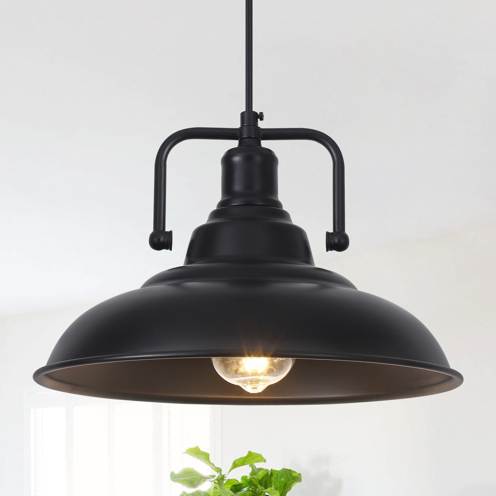 Suspension 60 W à 1 ampoule avec abat-jour en forme de dôme pour îlot de cuisine, lustre semi-encastré classique pour salle à manger