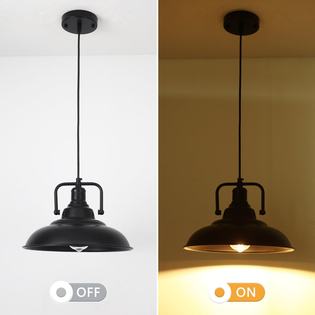 Suspension 60 W à 1 ampoule avec abat-jour en forme de dôme pour îlot de cuisine, lustre semi-encastré classique pour salle à manger