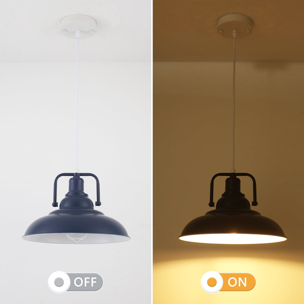 Suspension 60 W à 1 ampoule avec abat-jour en forme de dôme pour îlot de cuisine, lustre semi-encastré classique pour salle à manger