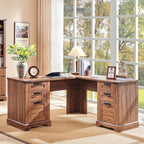 Bureau de direction en L de style ferme, bureau d'angle en bois, bureau d'ordinateur