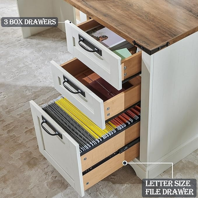 Bureau de direction en L de style ferme, bureau d'angle en bois, bureau d'ordinateur