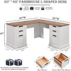 Bureau de direction en L de style ferme, bureau d'angle en bois, bureau d'ordinateur