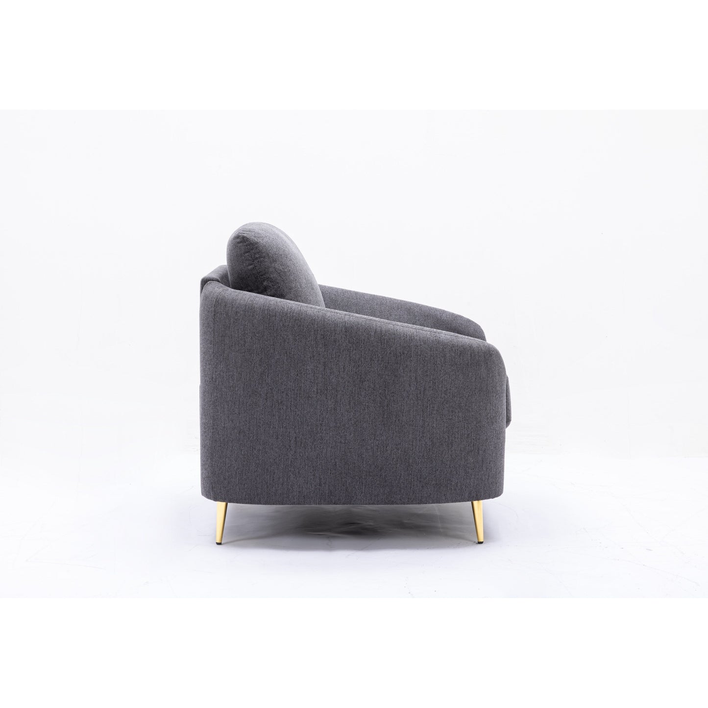 Canapé causeuse en lin de 60 pouces avec pieds en métal doré et coussins d'assise moelleux pour le salon