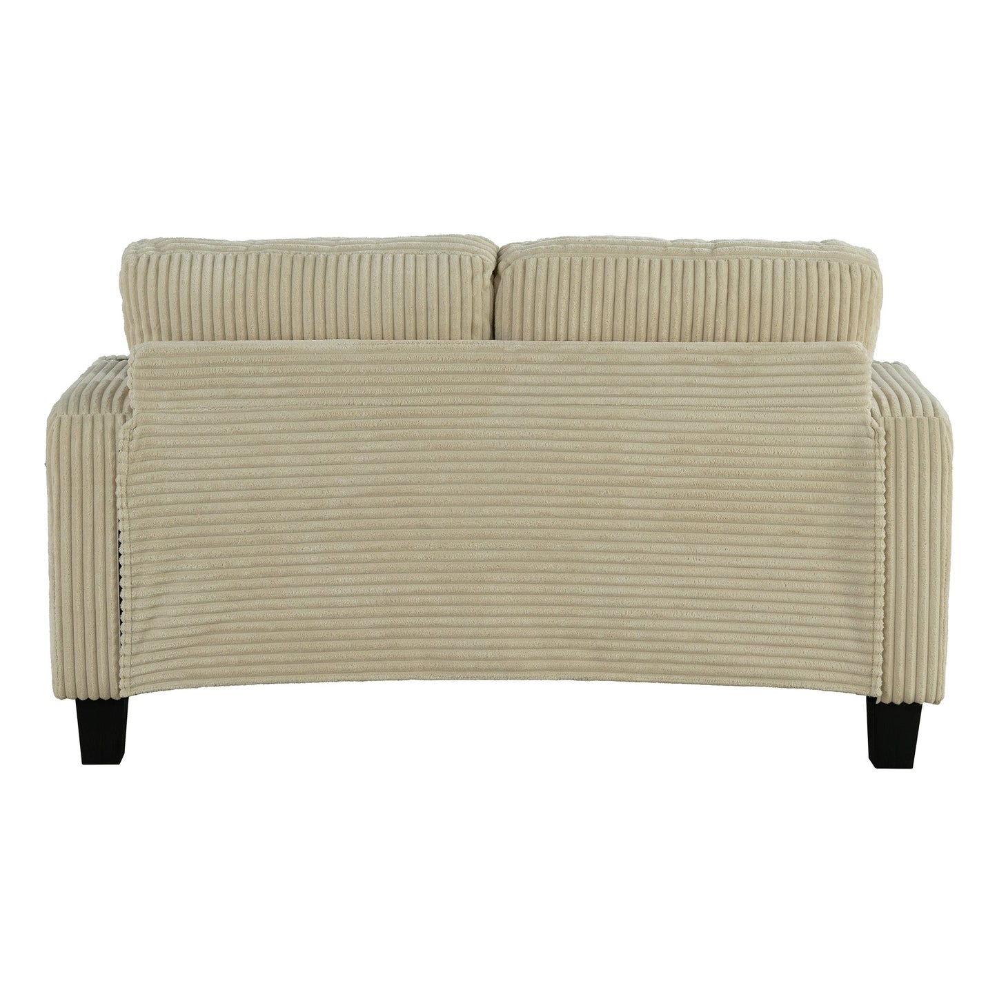 Canapé causeuse contemporain en velours côtelé avec 2 coussins et porte-gobelet