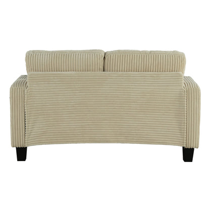 Canapé causeuse contemporain en velours côtelé avec 2 coussins et porte-gobelet