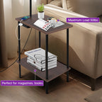 Lampadaire de 62 pouces avec table carrée pour magazines - noyer