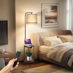 Lampadaire de table noir de 62 pouces avec port USB et prise
