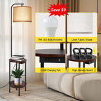 Lampadaire de table noir de 62 pouces avec port USB et prise